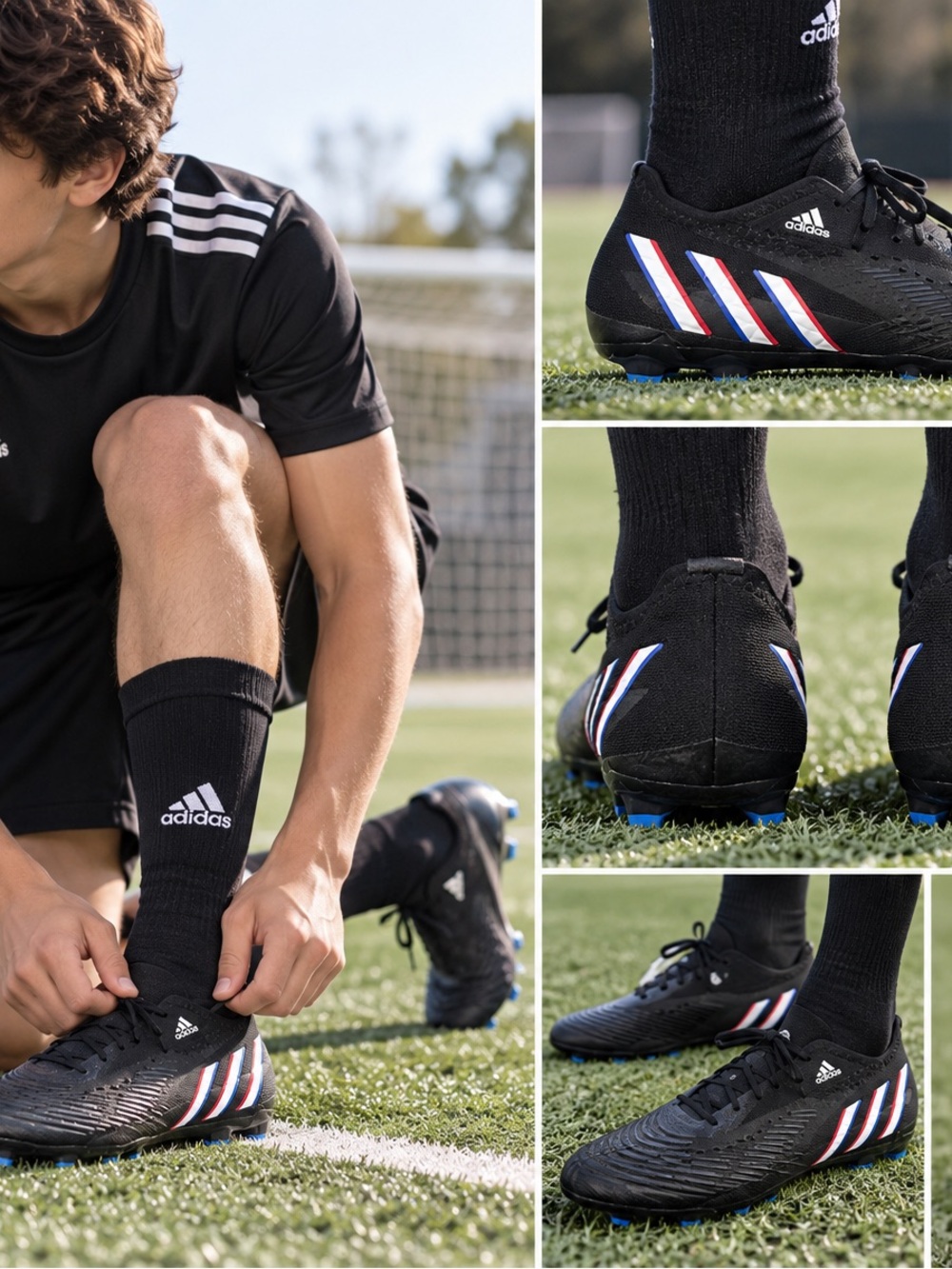 adidas Black Crew Athletic Socks with White Logo